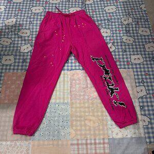 Sp5der Rose-Red Casual Pants